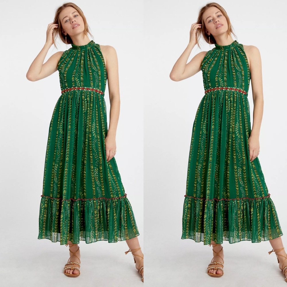 Anthropologie Midori Embroidered Maxi Dress